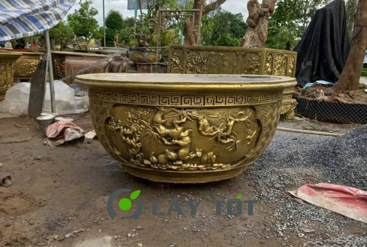 Chậu xi măng tròn tại xưởng Cây Tốt